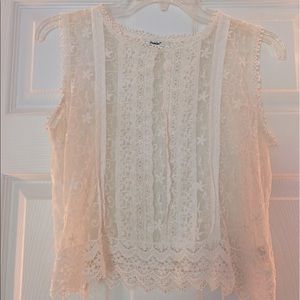 Papaya white lace tank top size medium